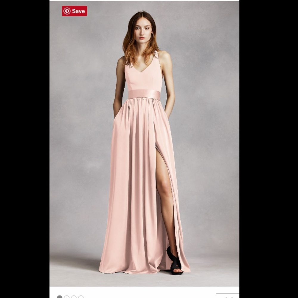 V Neck Halter Gown with Sash